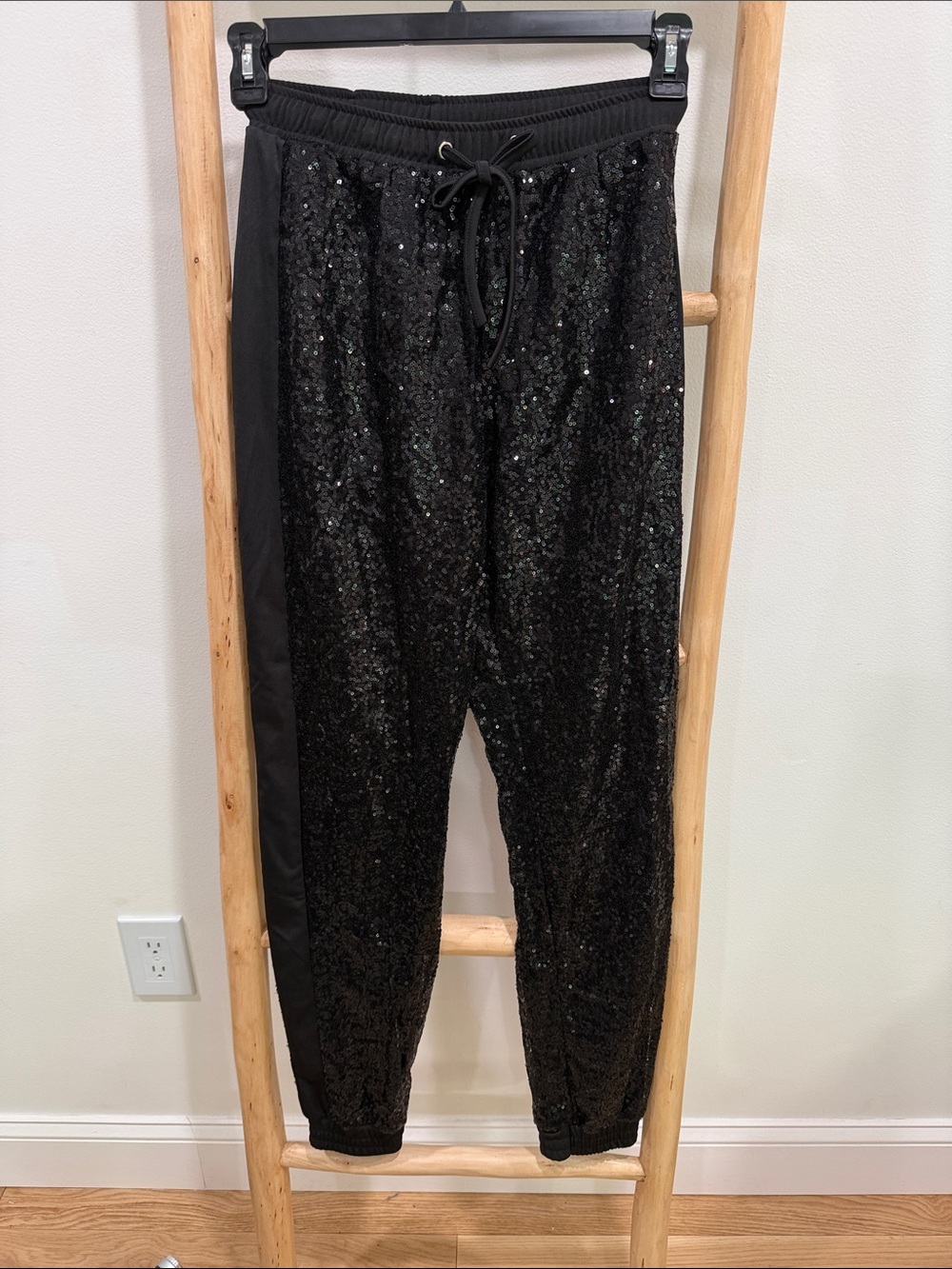 Black Sequin Jogger Pants